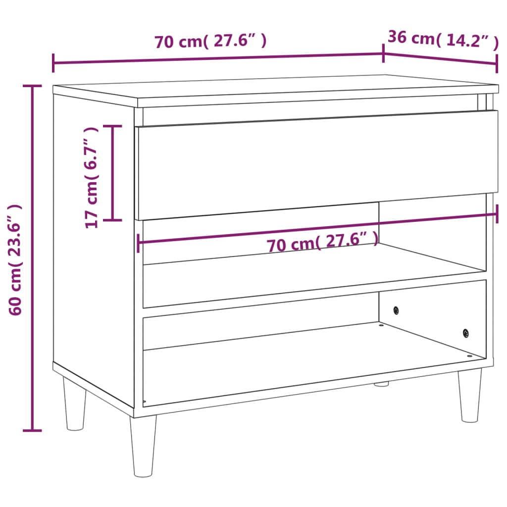 vidaXL Παπουτσοθήκη Sonoma Δρυς 70x36x60 εκ. από Επεξεργασμένο Ξύλο