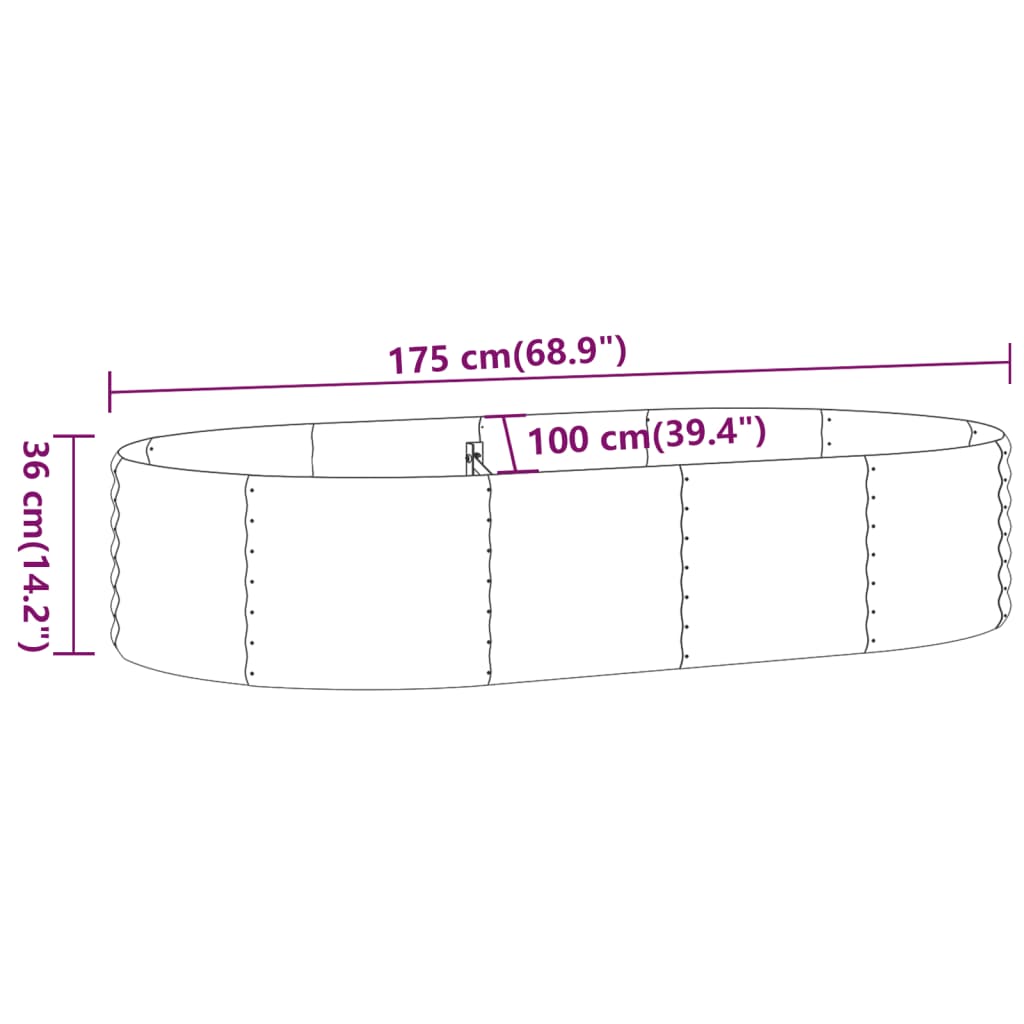 vidaXL Ζαρντινιέρα Πράσινο 175x100x36εκ. Ατσάλι με Ηλεκτρ.Βαφή Πούδρας