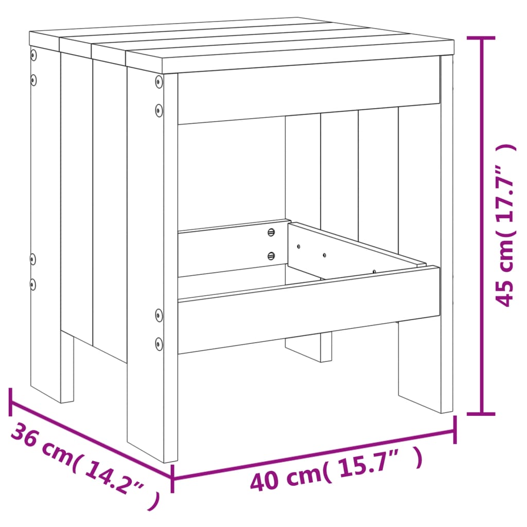 vidaXL Σκαμπό Κήπου 2 τεμ. 40 x 36 x 45 εκ. από Μασίφ Ξύλο Πεύκου