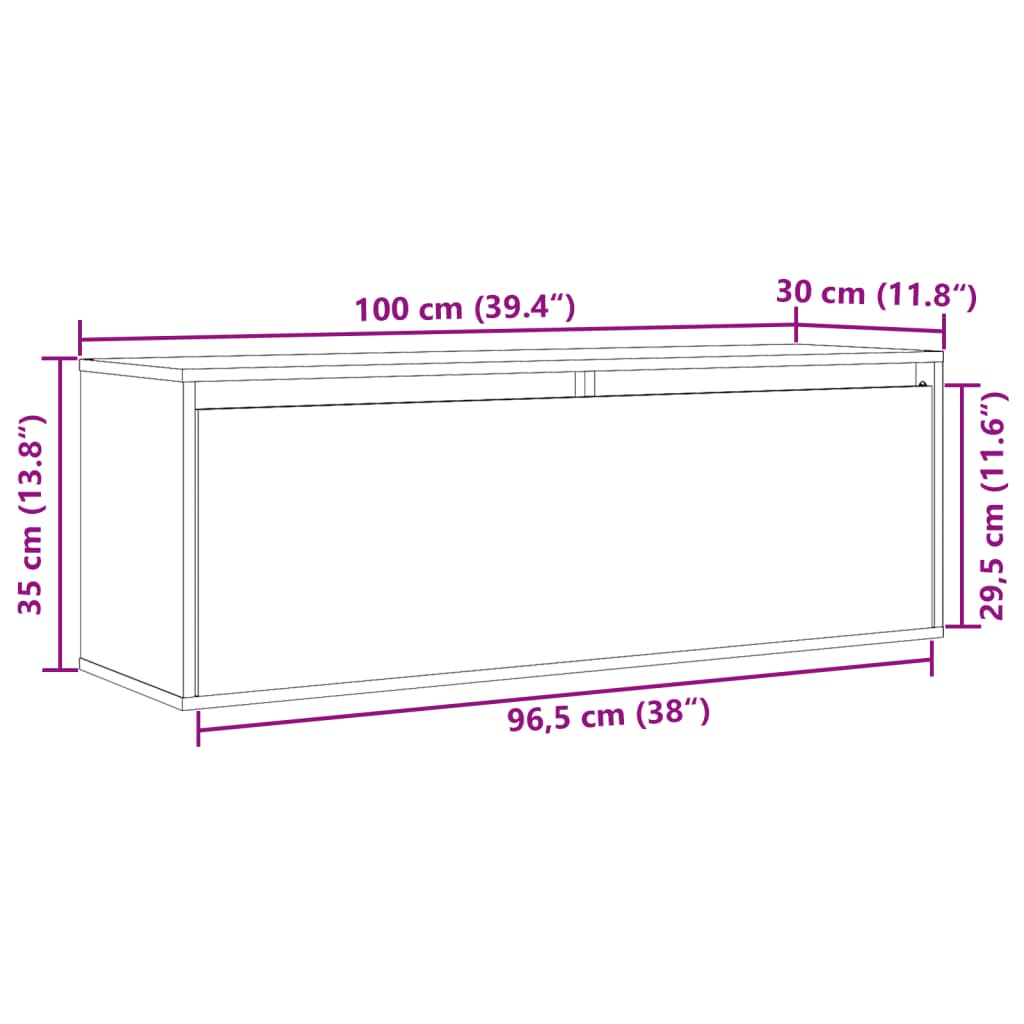 vidaXL Ντουλάπι Τοίχου Λευκό 100 x 30 x 35 εκ. από Μασίφ Ξύλο Πεύκου