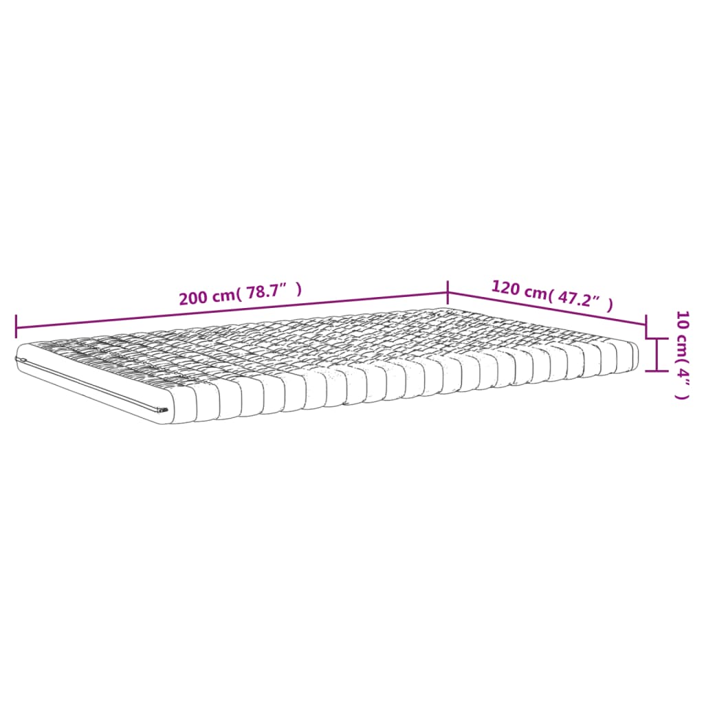 vidaXL Στρώμα Αφρού 7 Ζωνών Σκληρότητα 20 ILD Λευκό 120 x 200 εκ.