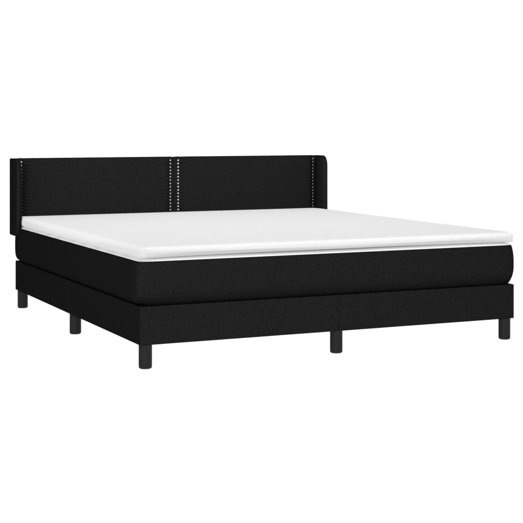 vidaXL Κρεβάτι Boxspring με Στρώμα Μαύρο 160x200 εκ. Υφασμάτινο