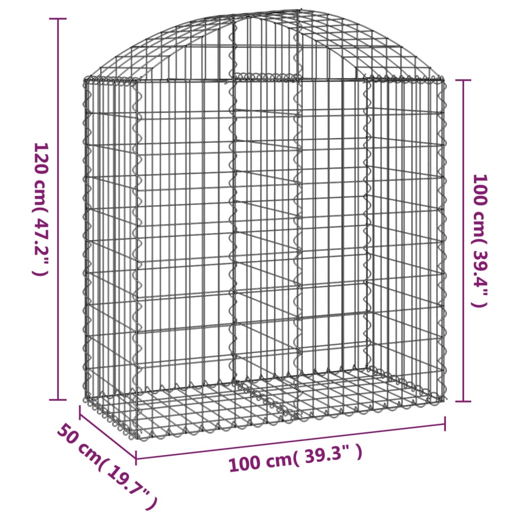 vidaXL Συρματοκιβώτιο Τοξωτό 100x50x100/120εκ. από Γαλβανισμένο Χάλυβα