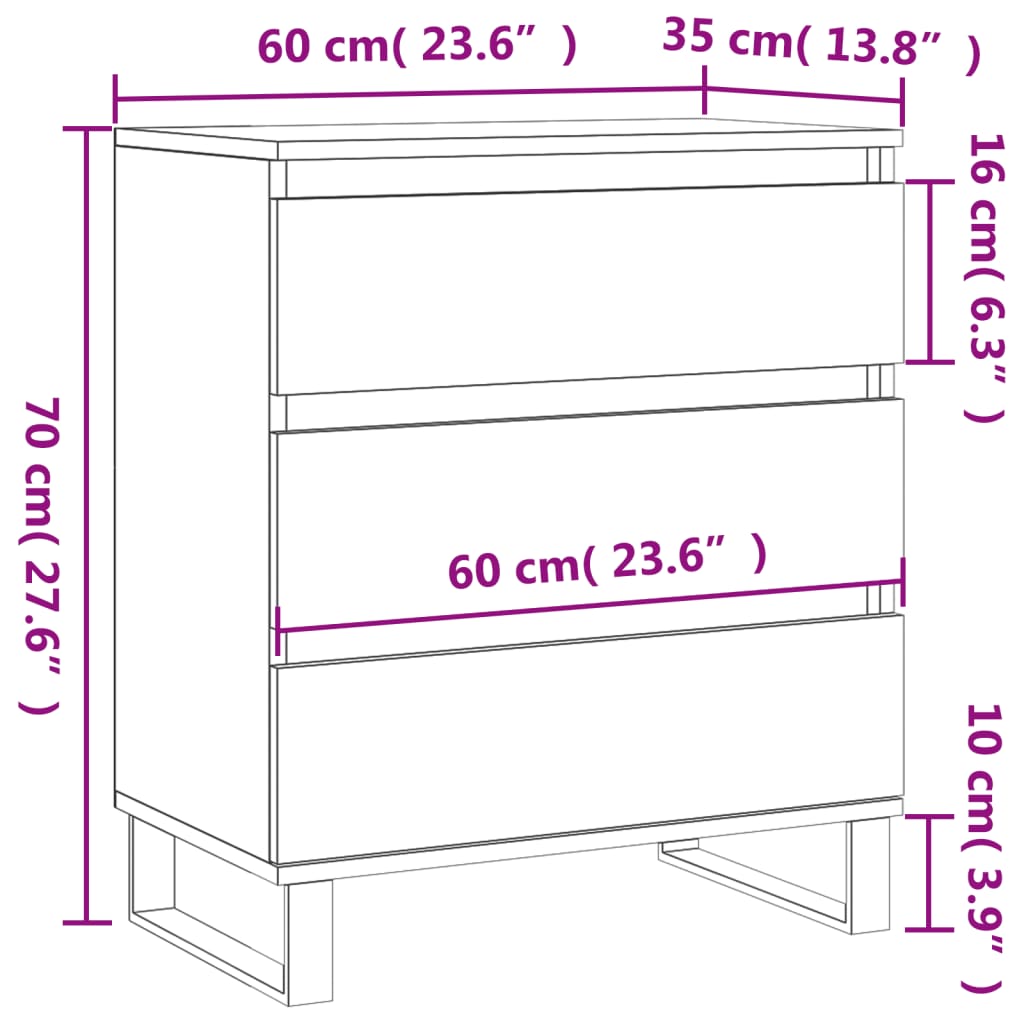 vidaXL Ντουλάπι Γκρι Sonoma 60x35x70 εκ. από Επεξεργασμένο Ξύλο