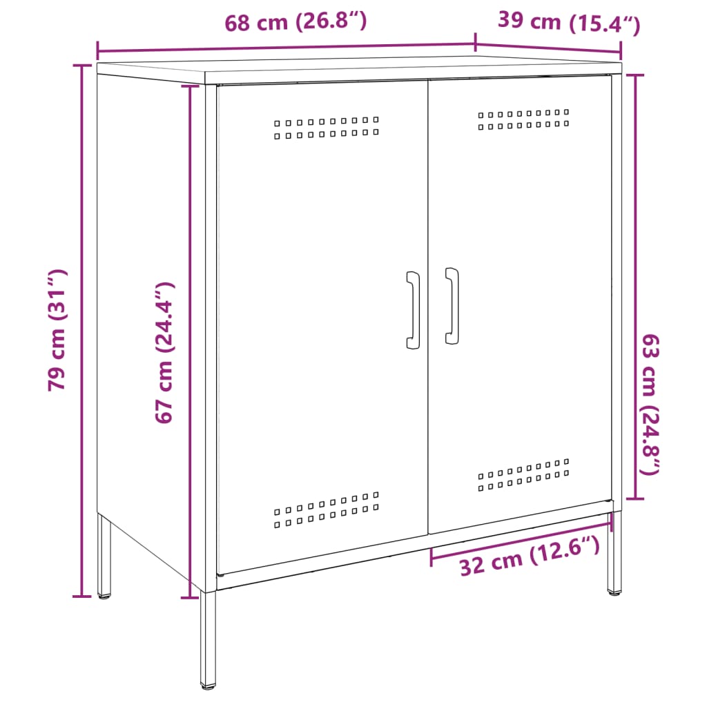 vidaXL Ντουλάπι Μαύρο 68x39x79 εκ. από Ατσάλι