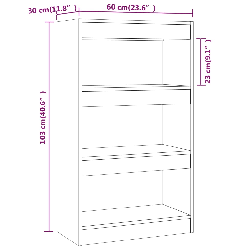 vidaXL Βιβλιοθήκη/Διαχωρ. Χώρου Καπνιστή Δρυς 60x30x103 εκ Επεξ. Ξύλο