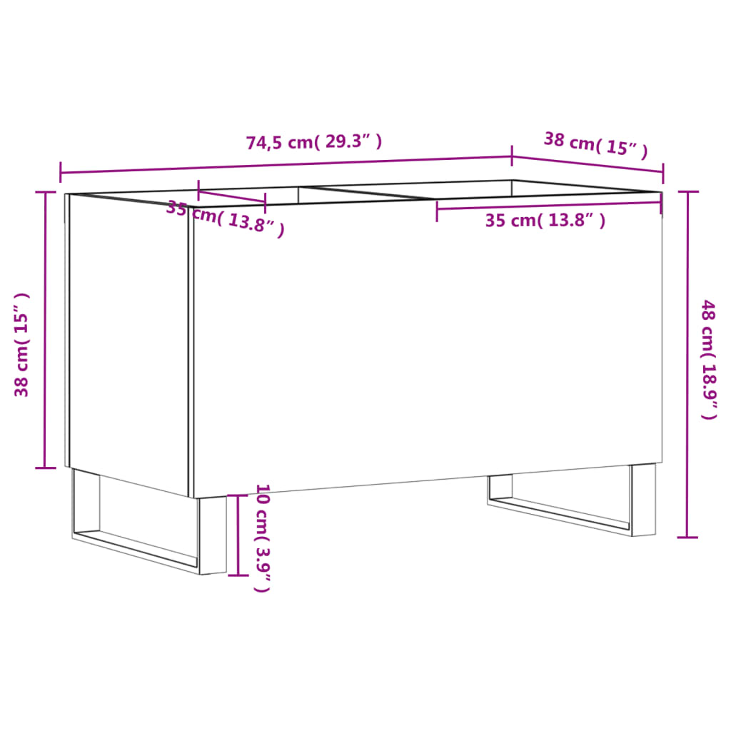 vidaXL Δισκοθήκη Καφέ Δρυς 74,5 x 38 x 48 εκ. από Επεξεργασμένο Ξύλο