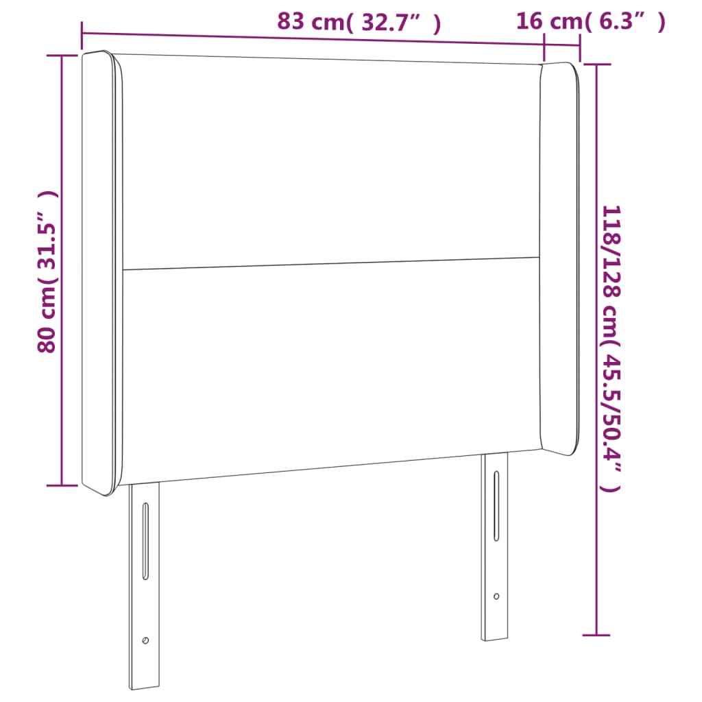 vidaXL Κεφαλάρι με Πτερύγια Γκρι 83x16x118/128 εκ. Συνθετικό Δέρμα