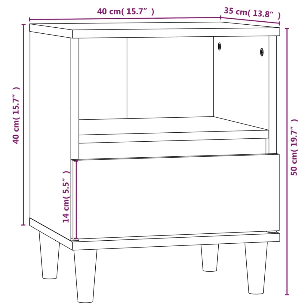 vidaXL Κομοδίνα 2 τεμ. Λευκά 40 x 35 x 50 εκ.