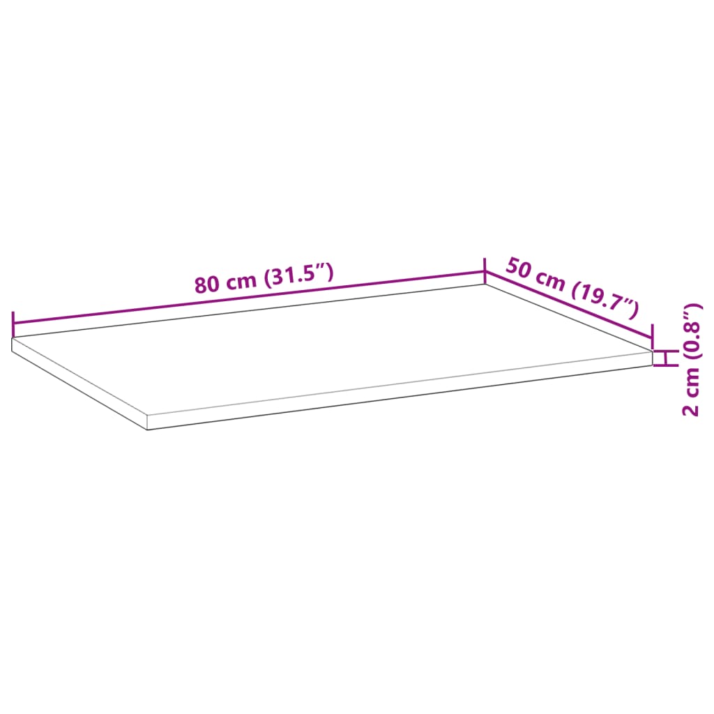 vidaXL Επιφάνεια Νιπτήρα Μπάνιου Ακατέργαστη 80x50x2 εκ. Μασίφ Ακακία