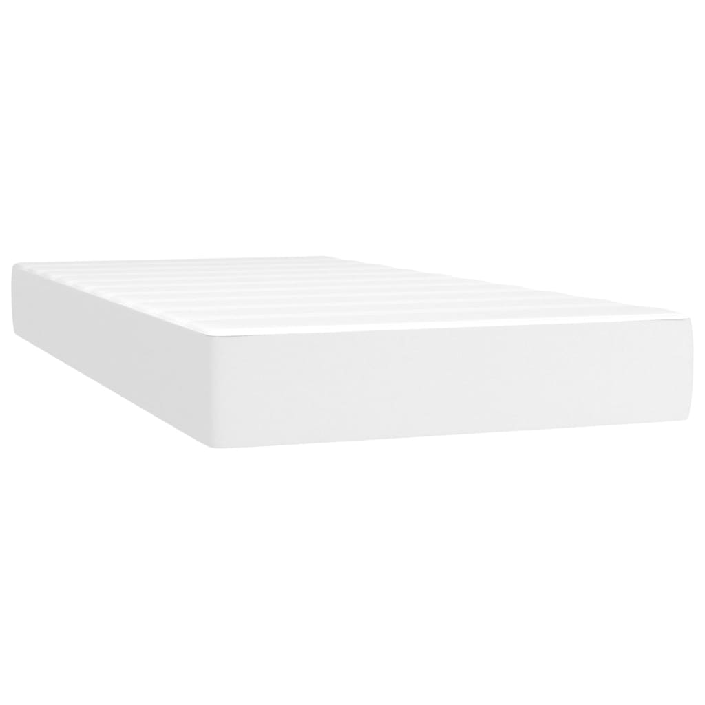 vidaXL Κρεβάτι Boxspring με Στρώμα Λευκό 90x200εκ. από Συνθετικό Δέρμα