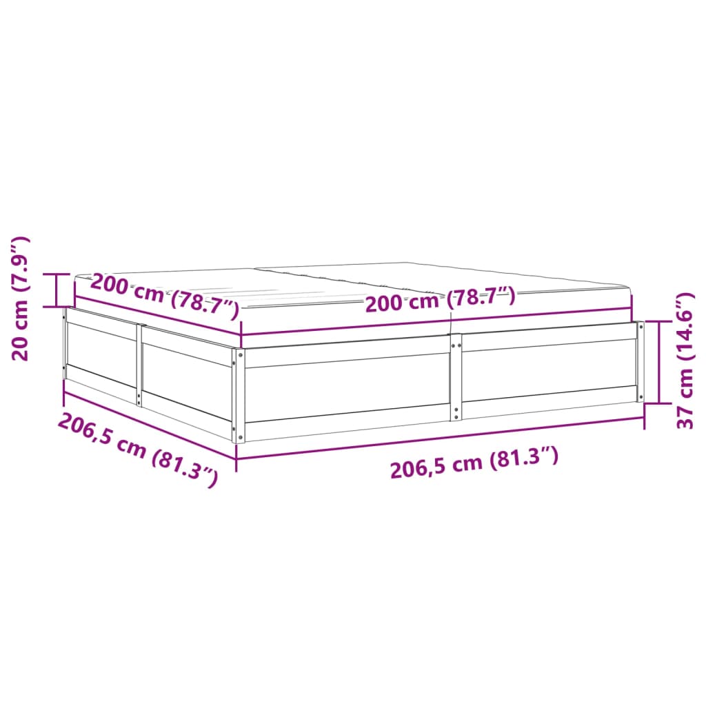 vidaXL Κρεβάτι με Συρτάρια και Στρώμα 200x200 εκ Μασίφ Ξύλο Πεύκου