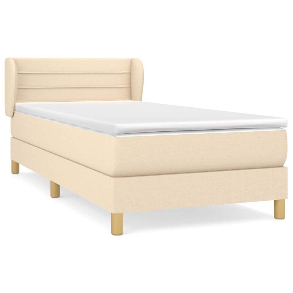 vidaXL Κρεβάτι Boxspring με Στρώμα Κρεμ 80 x 200 εκ. Υφασμάτινο