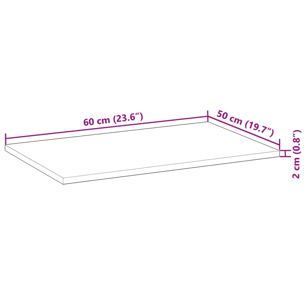 vidaXL Επιφάνεια Νιπτήρα Μπάνιου Ακατέργαστη 60x50x2 εκ. Μασίφ Ακακία