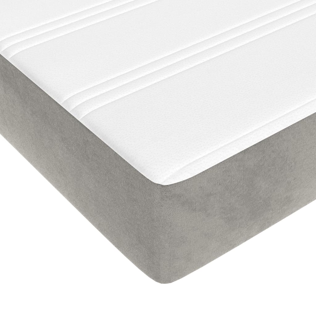 vidaXL Κρεβάτι Boxspring με Στρώμα Ανοιχτό Γκρι 160x200 εκ. Βελούδινο