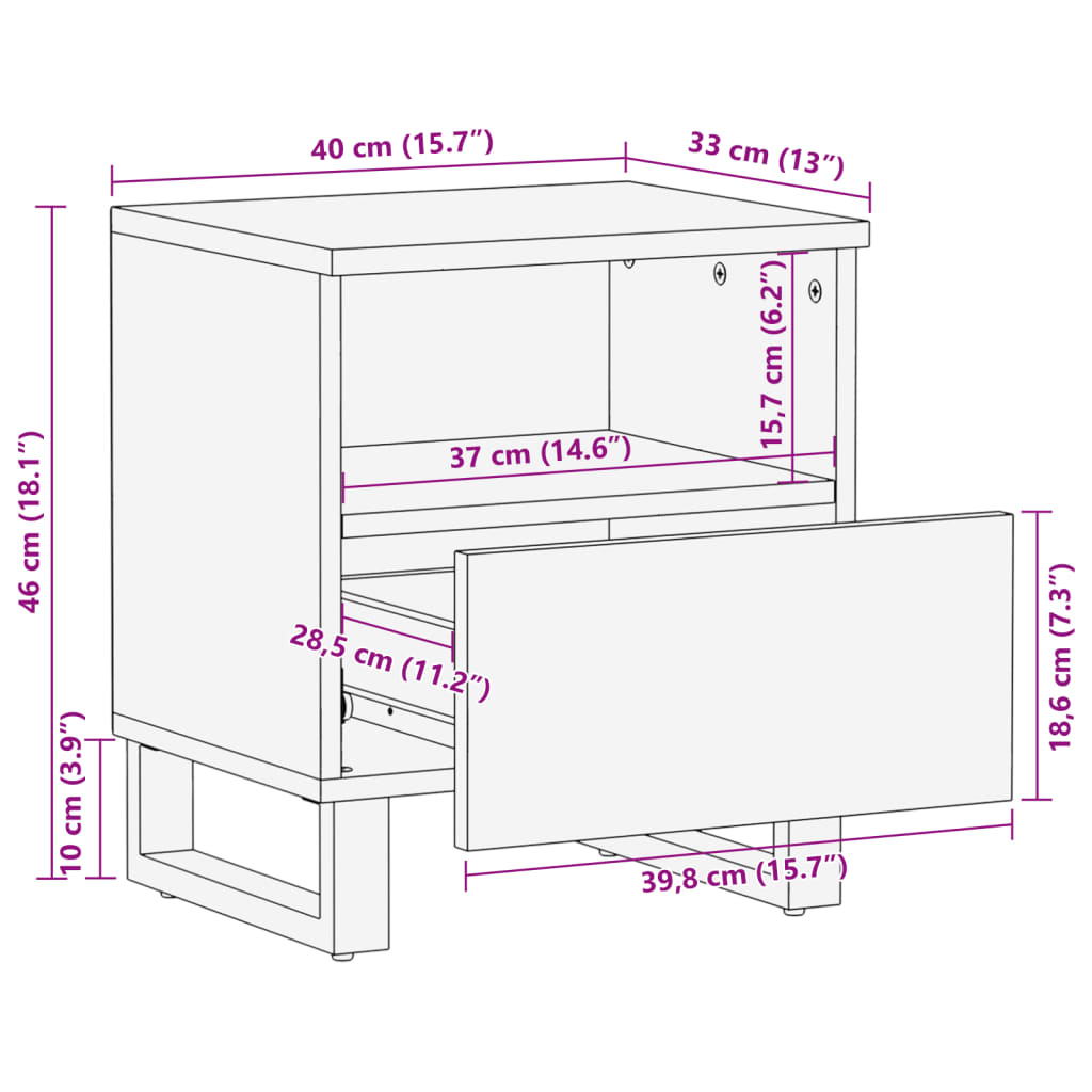 vidaXL Κομοδίνα 2 τεμ. 40 x 34 x 46 εκ. από Μασίφ Ανακυκλωμένο Ξύλο