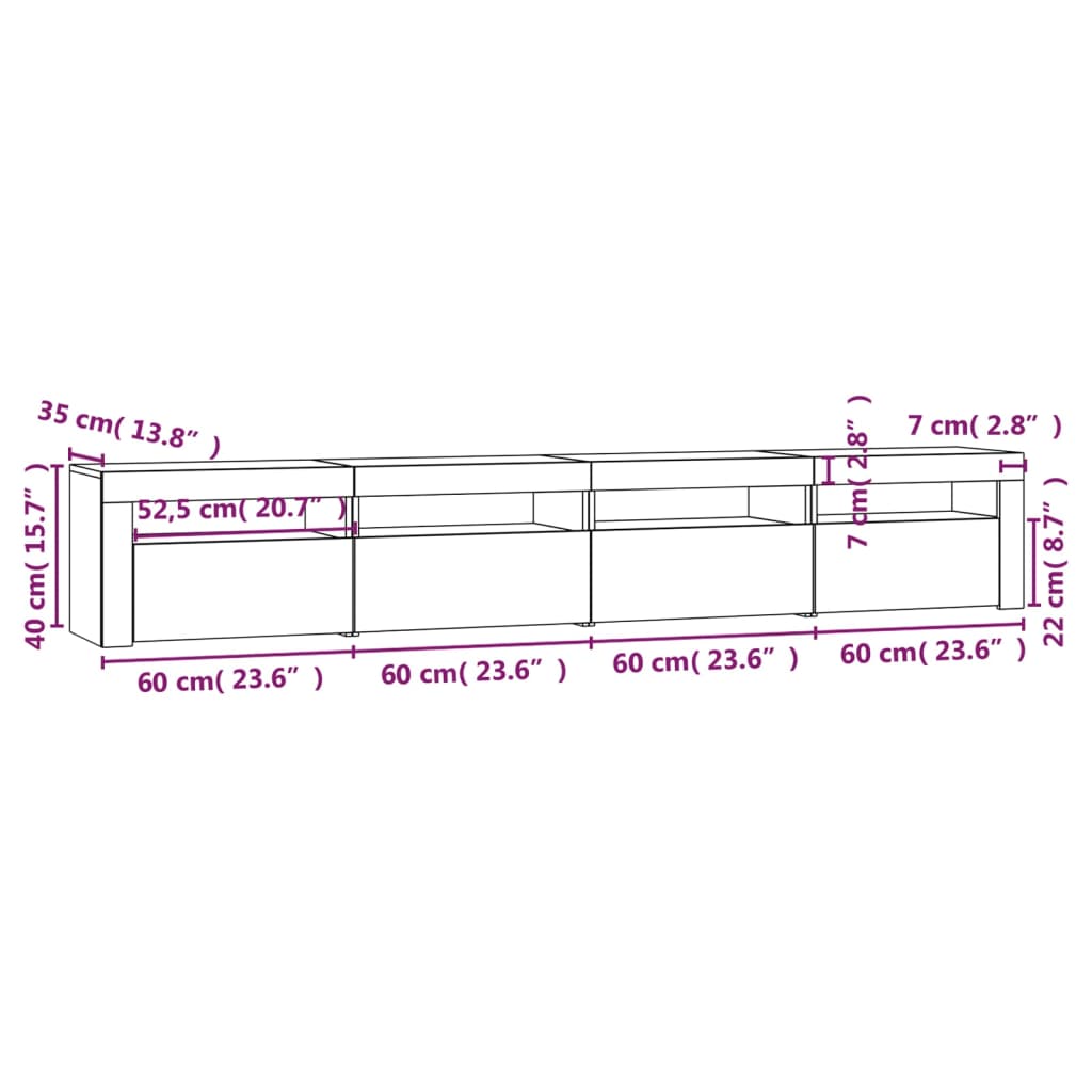 vidaXL Έπιπλο Τηλεόρασης με LED Καπνιστή Δρυς 240x35x40 εκ.