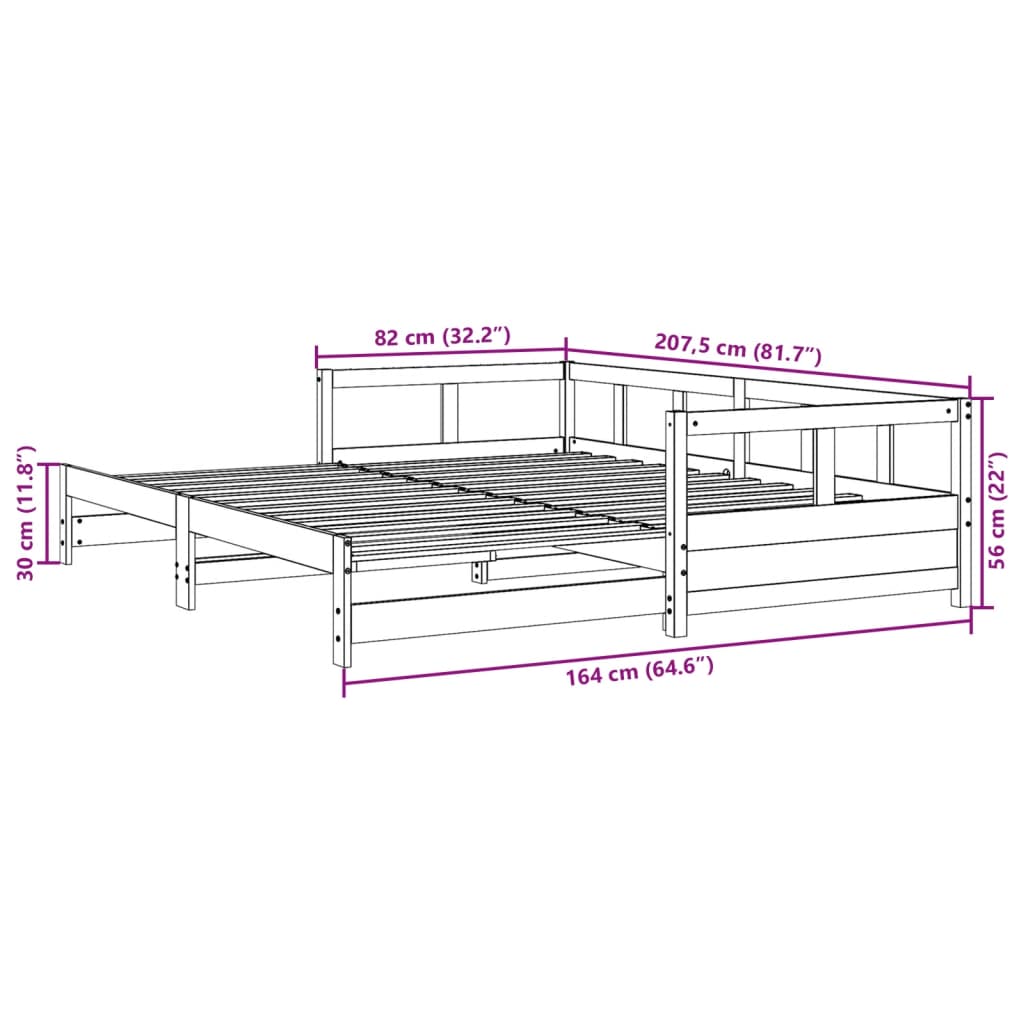 vidaXL Καναπές Κρεβάτι Χωρίς Στρώμα Καφέ 80x200 εκ. Μασίφ Ξύλο Πεύκου