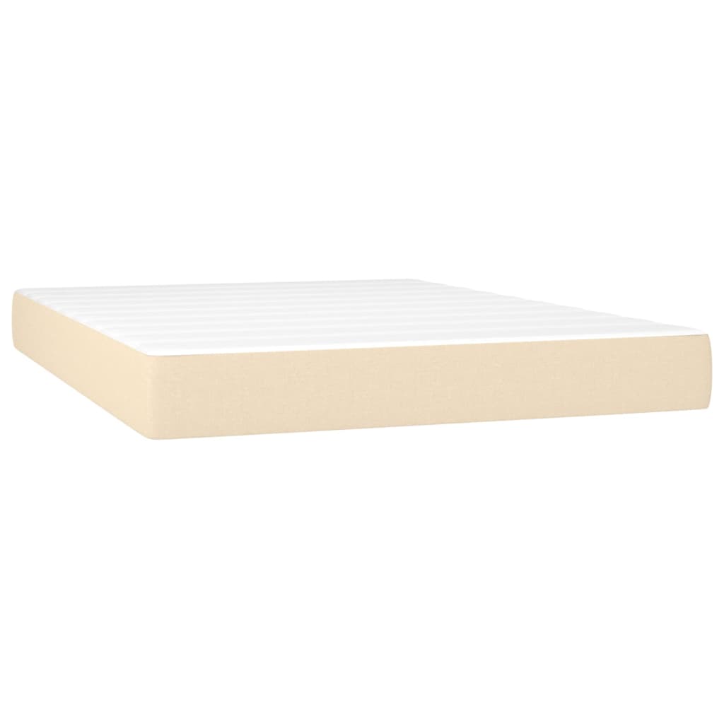 vidaXL Κρεβάτι Boxspring με Στρώμα Κρεμ 140x200 εκ. Υφασμάτινο