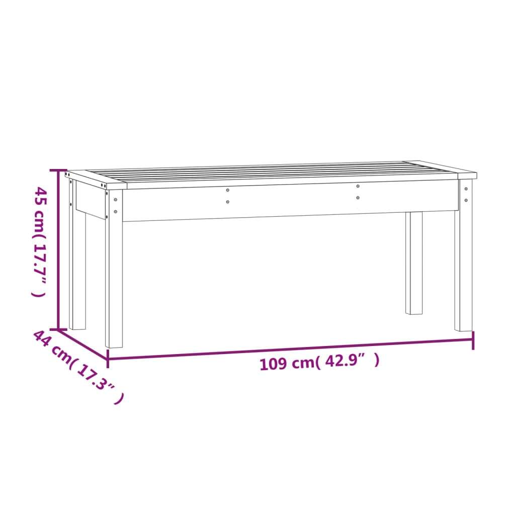 vidaXL Παγκάκι Κήπου Μαύρο 109x44x45 εκ. από Μασίφ Ξύλο Πεύκου