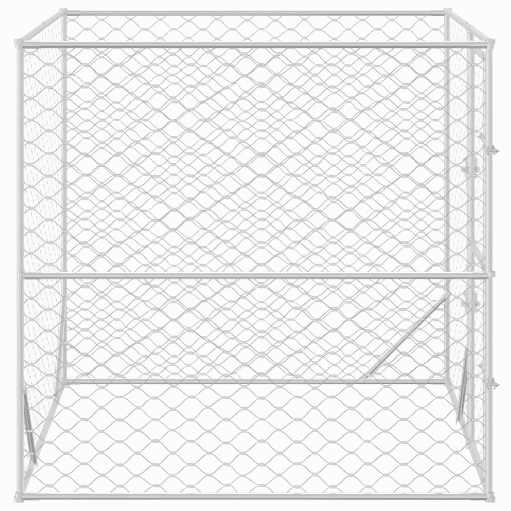 vidaXL Κλουβί Σκύλου Εξωτερ. Χώρου Ασημί 2x2x2 μ. Γαλβανισμένο Ατσάλι