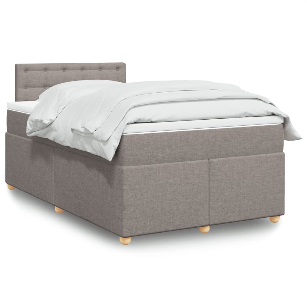 vidaXL Κρεβάτι Boxspring με Στρώμα Taupe 120x200 εκ. Υφασμάτινο