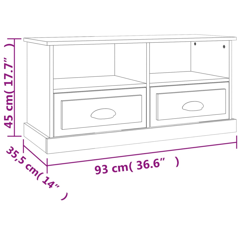 vidaXL Έπιπλο Τηλεόρασης Μαύρο 93x35,5x45 εκ. Επεξεργασμένο Ξύλο