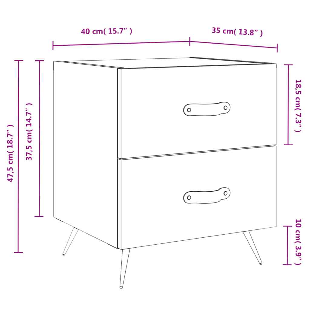 vidaXL Κομοδίνο Γκρι Σκυροδ. 40 x 35 x 47,5 εκ. από Επεξεργασμένο Ξύλο