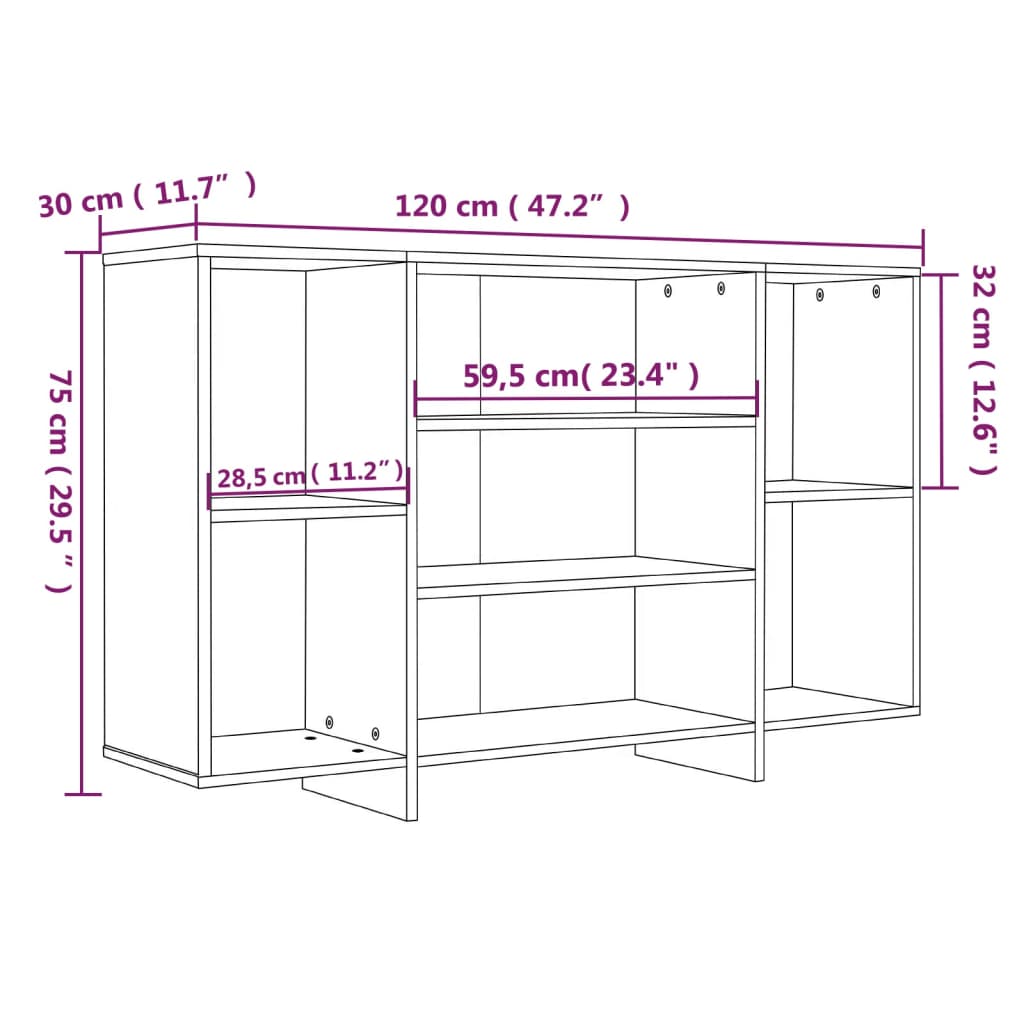 vidaXL Μπουφές Γυαλιστερός Λευκός 120 x 30 x 75 εκ. από Επεξ. Ξύλο