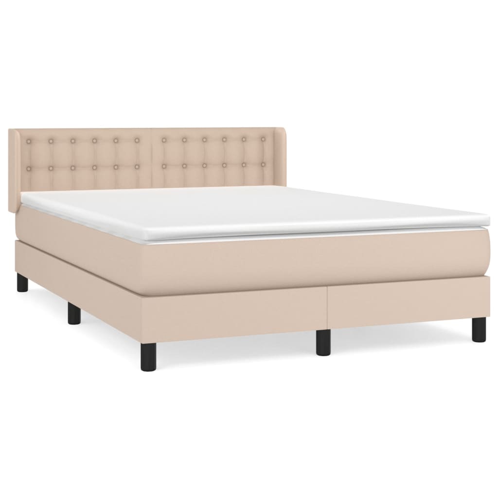 vidaXL Κρεβάτι Boxspring με Στρώμα Καπουτσίνο 140x200εκ.από Συνθ.Δέρμα