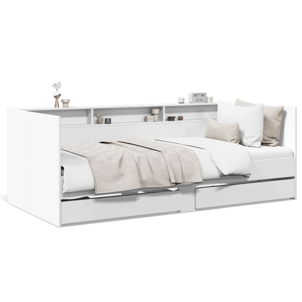 vidaXL Καναπές-Κρεβάτι με Συρτάρια Λευκός 75x190 εκ. Επεξ. Ξύλο