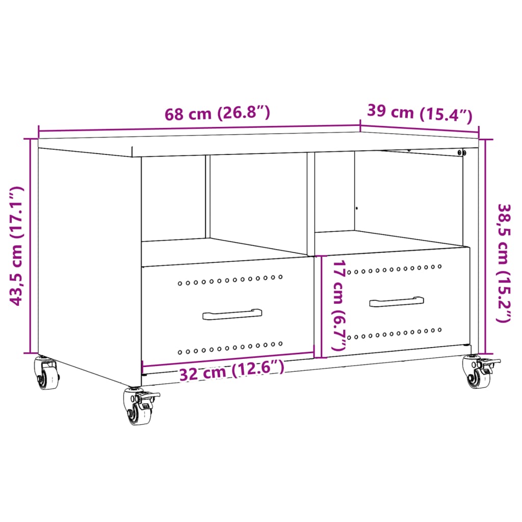 vidaXL Έπιπλο Τηλεόρασης Ανθρακί 68x39x43,5 εκ. Ατσάλι Ψυχρής Έλασης