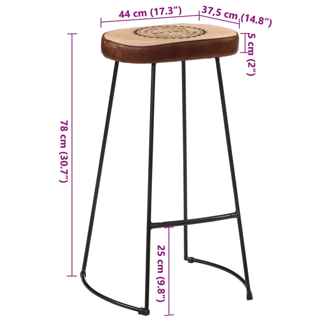 vidaXL Σκαμπό Μπαρ 2 τεμ. Σκούρο Καφέ 44 x 37,5 x 78 εκ.