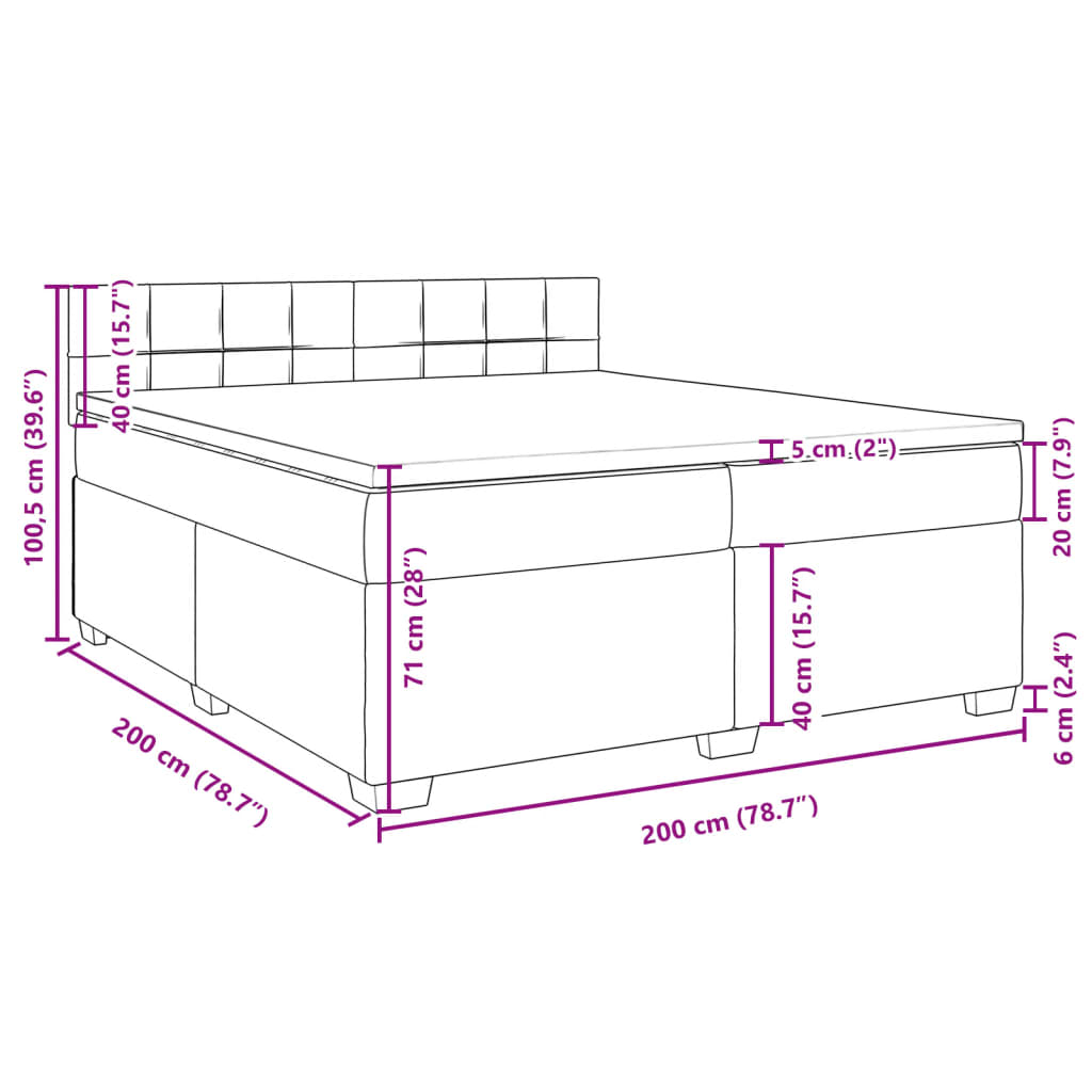 vidaXL Κρεβάτι Boxspring με Στρώμα Ανοιχτό Γκρι 200x200 εκ. Βελούδινο