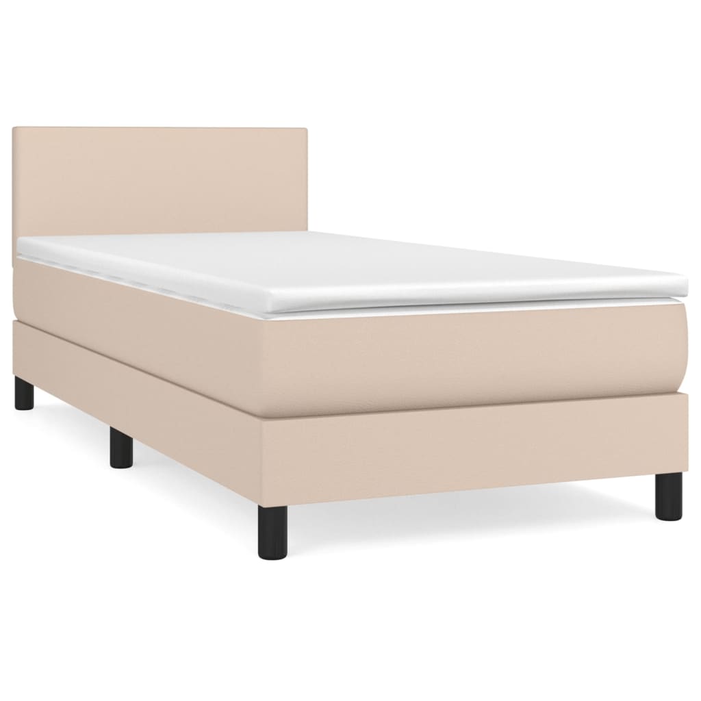 vidaXL Κρεβάτι Boxspring με Στρώμα Καπουτσίνο 80x200 εκ. Συνθ. Δέρμα