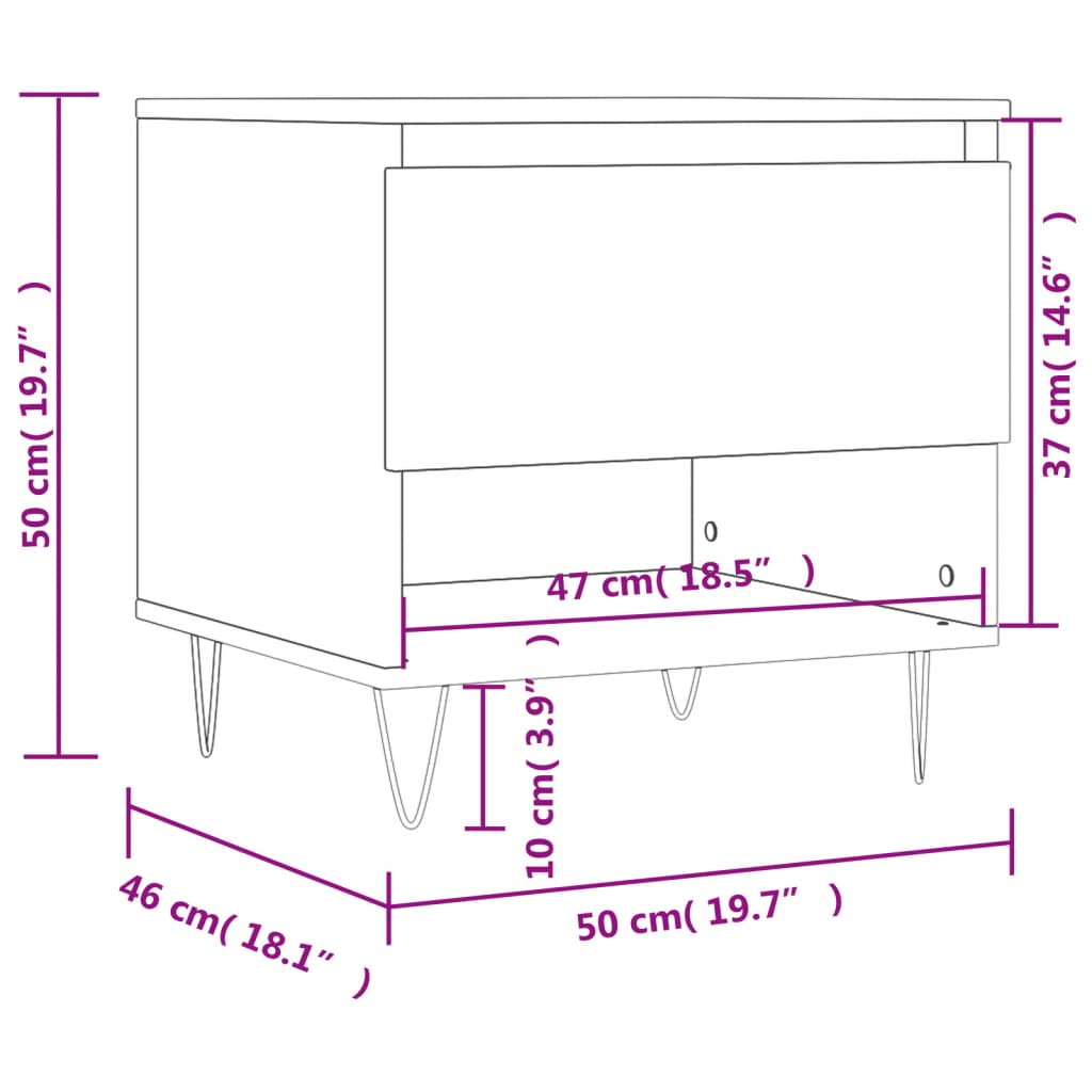 vidaXL Τραπεζάκια Σαλονιού 2 τεμ. Γυαλ. Λευκό 50x46x50 εκ. Επεξ. Ξύλο