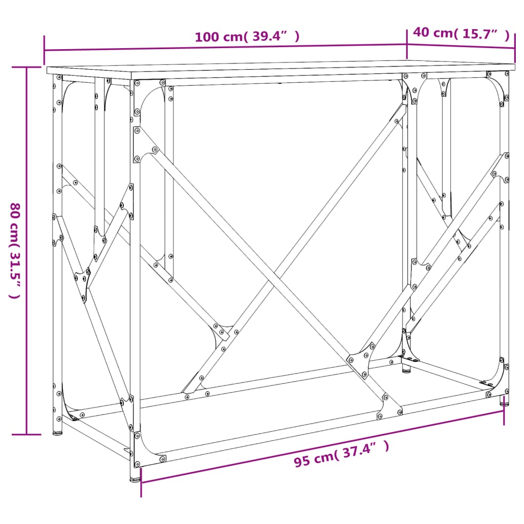 vidaXL Τραπέζι Κονσόλα Μαύρο 100x40x80 εκ. Επεξεργασμένο Ξύλο