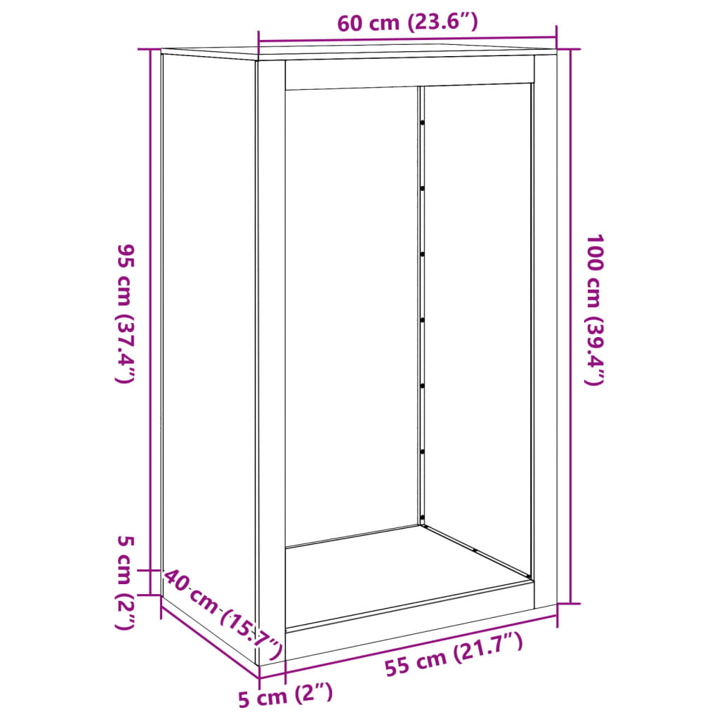 vidaXL Ράφι Καυσόξυλων 60x40x100 εκ. Ατσάλι Σκληρυθέν Αέρα