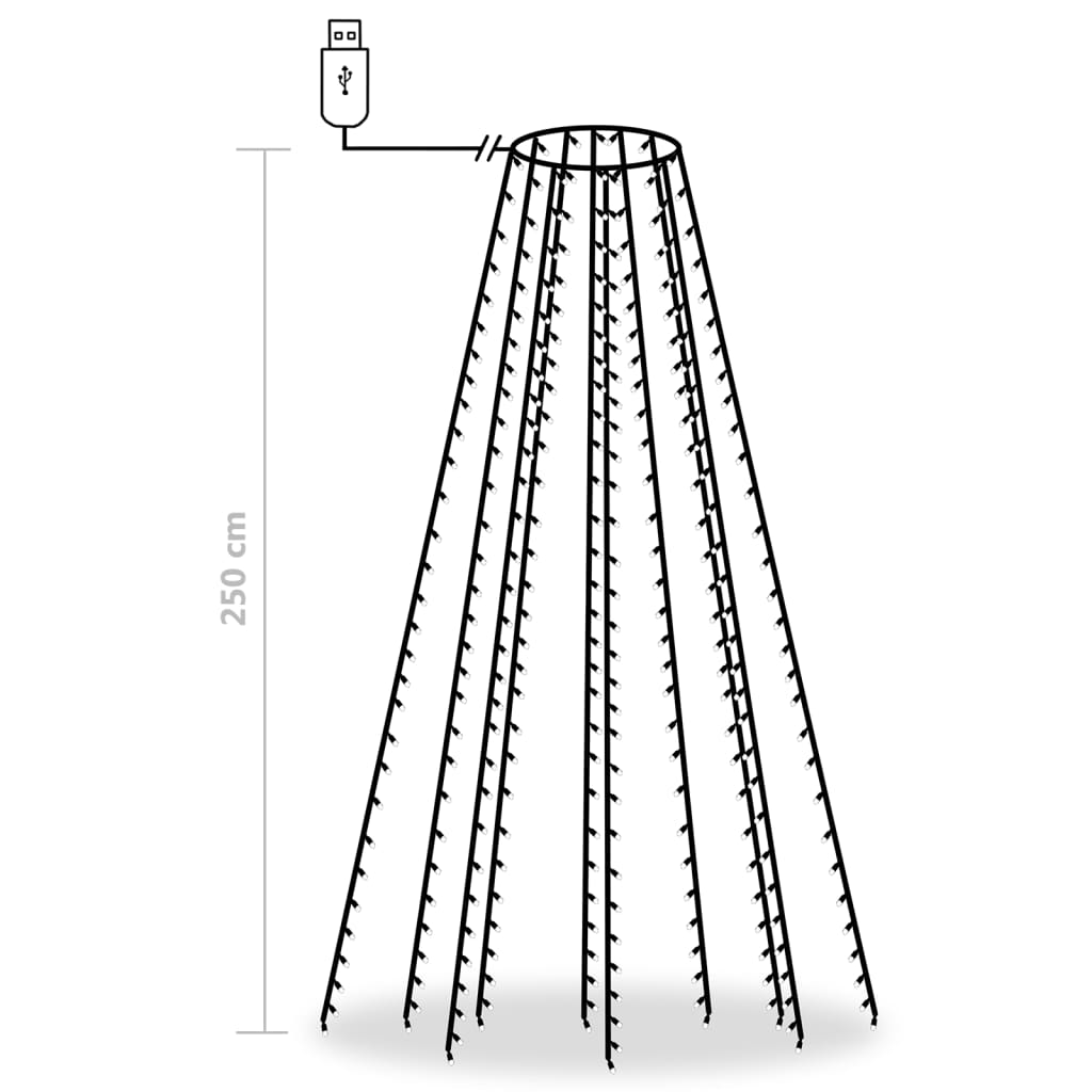 vidaXL Χριστουγεννιάτικα Λαμπάκια Χταπόδι 250 LED Ψυχρό Λευκό 250 εκ.