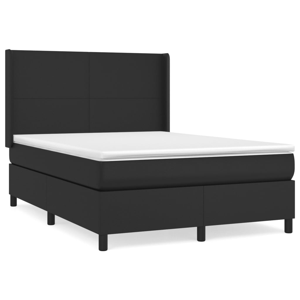 vidaXL Κρεβάτι Boxspring με Στρώμα Μαύρο 140x200εκ.από Συνθετικό Δέρμα