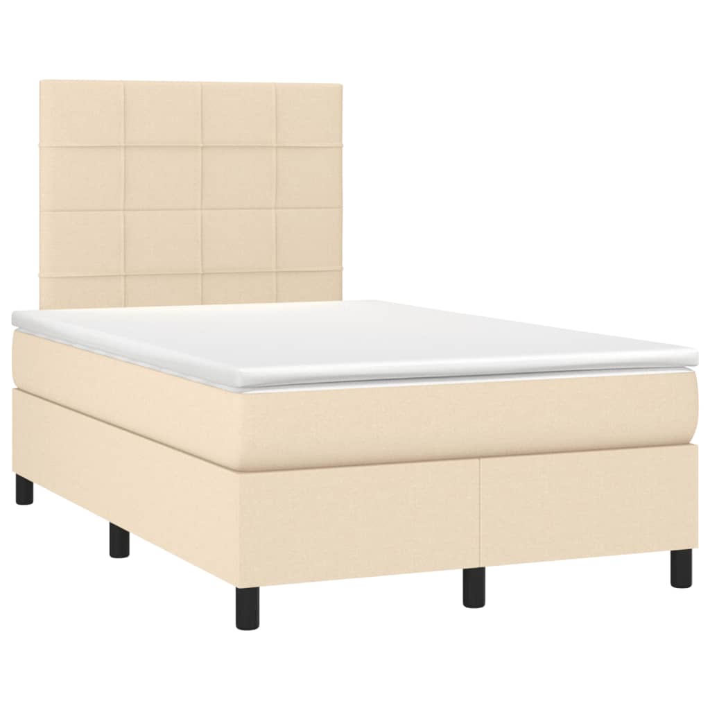 vidaXL Κρεβάτι Boxspring με Στρώμα Κρεμ 120x190 εκ. Υφασμάτινο