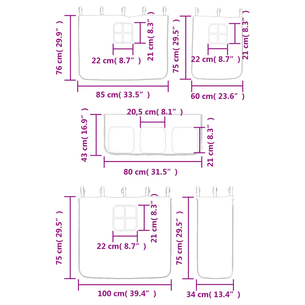 vidaXL Υπερυψ. Κρεβάτι με Κουρτίνες Μπλε 80x200 εκ. Μασίφ Ξύλο Πεύκου