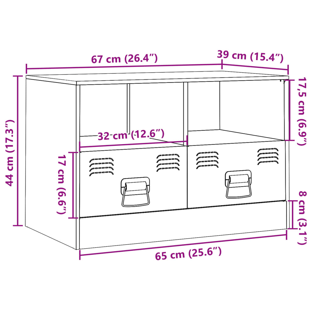 vidaXL Έπιπλο Τηλεόρασης Μουσταρδί Κίτρινο 67x39x44 εκ. από Ατσάλι