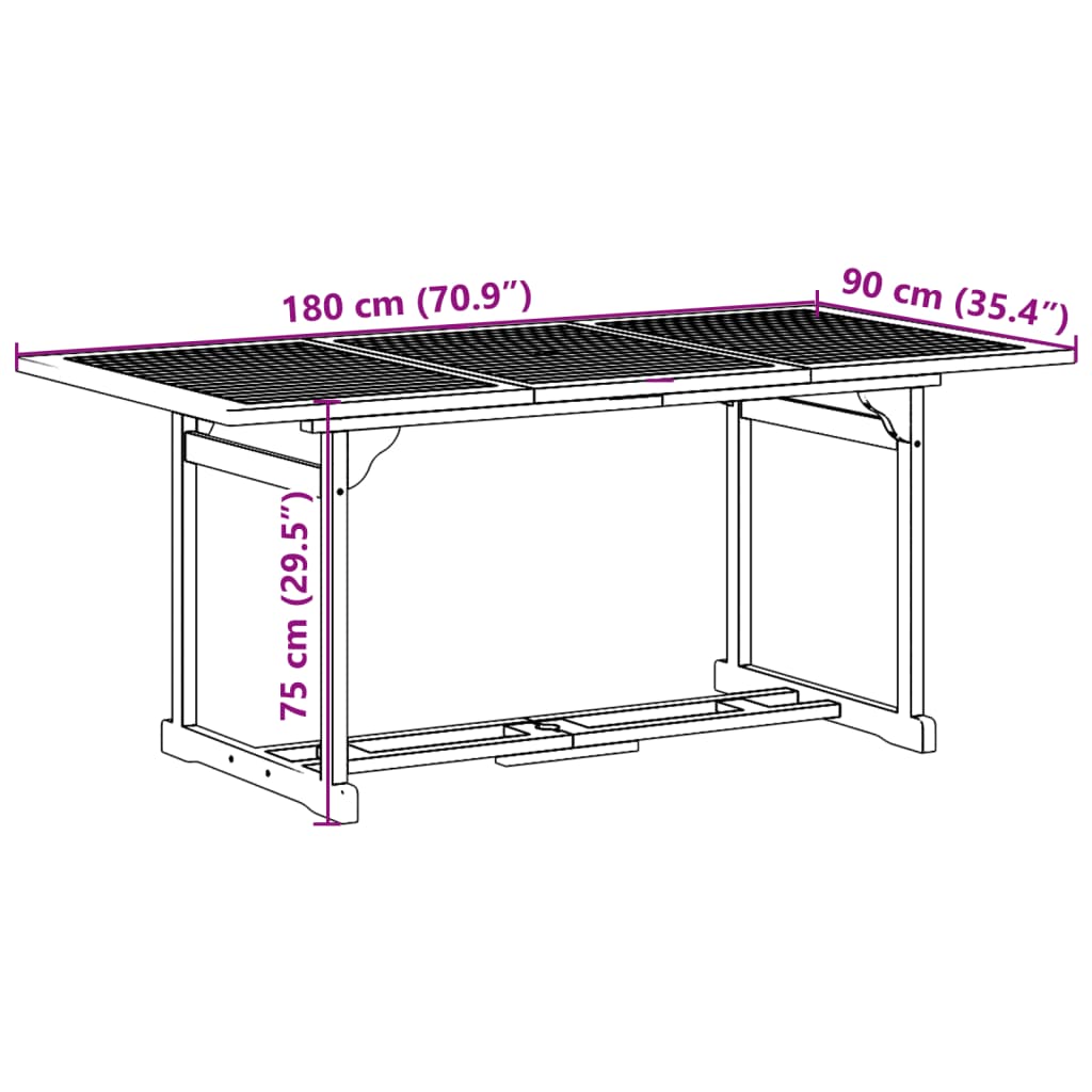 vidaXL Σετ Τραπεζαρίας Κήπου 9 Τεμαχίων 180x90x75 εκ. Μασίφ Ακακία