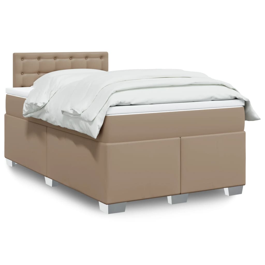 vidaXL Κρεβάτι Boxspring με Στρώμα Καπουτσίνο 120x200εκ.από Συνθ.Δέρμα