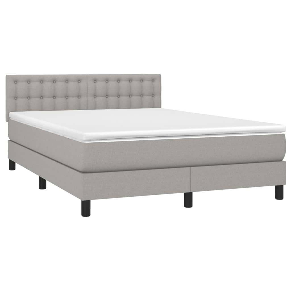 vidaXL Κρεβάτι Boxspring με Στρώμα Ανοιχτό Γκρι 140x200 εκ. Υφασμάτινο