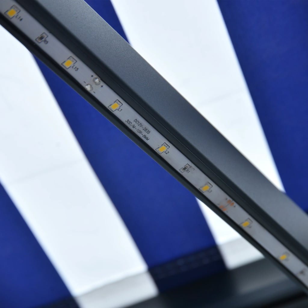 vidaXL Τέντα με Αισθητήρα Ανέμου & LED Μπλε / Λευκή 450 x 300 εκ.