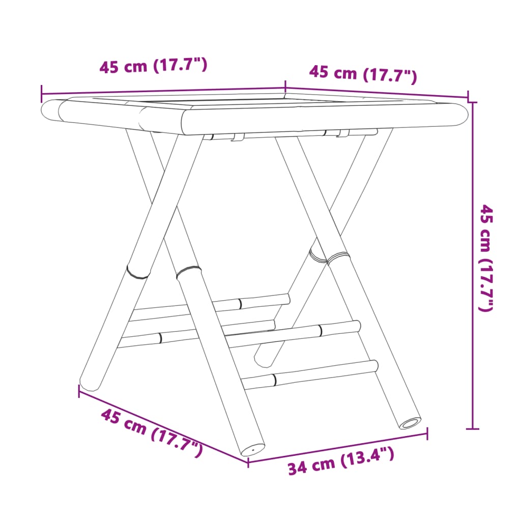 vidaXL Τραπέζι Κήπου Πτυσσόμενο 45 x 45 x 45 εκ. από Μπαμπού