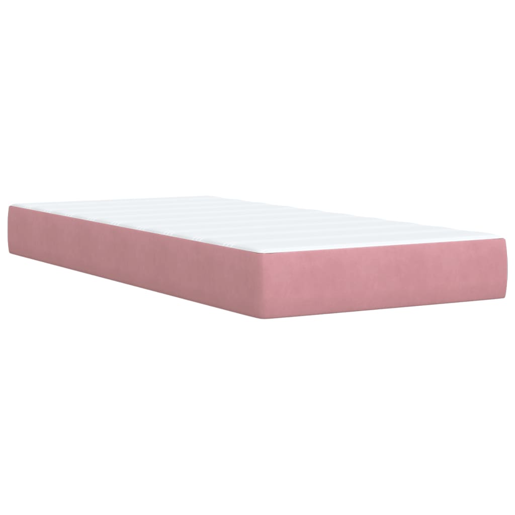 vidaXL Κρεβάτι Boxspring με Στρώμα Ροζ 80 x 200 εκ. Βελούδινο