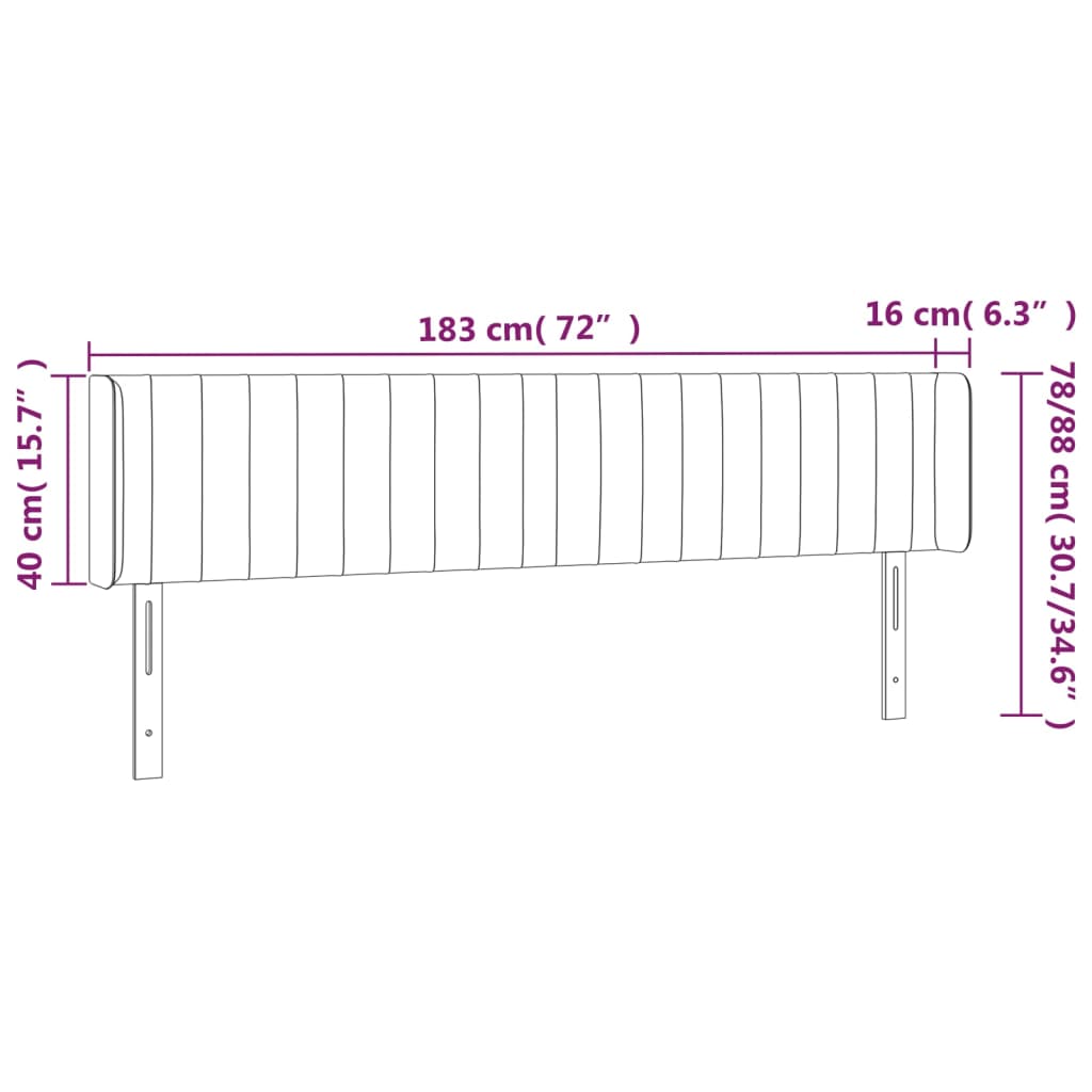 vidaXL Κεφαλάρι με Πτερύγια Ανοιχτό Γκρι 183x16x78/88 εκ. Βελούδινο